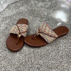 Italian Shoemakers Brown Multicolor Woven Sandals